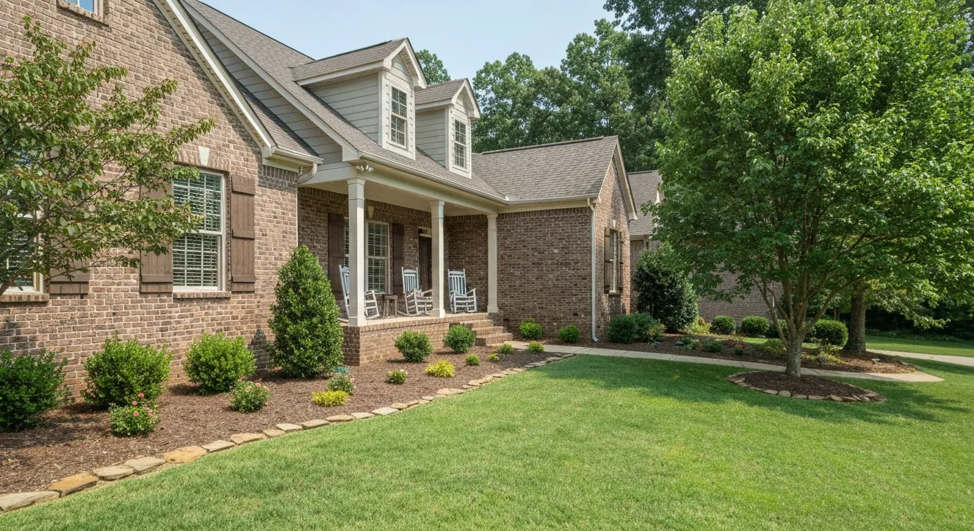 A welcoming single- home exterior with a front porch, Tennessee, daytime, no.