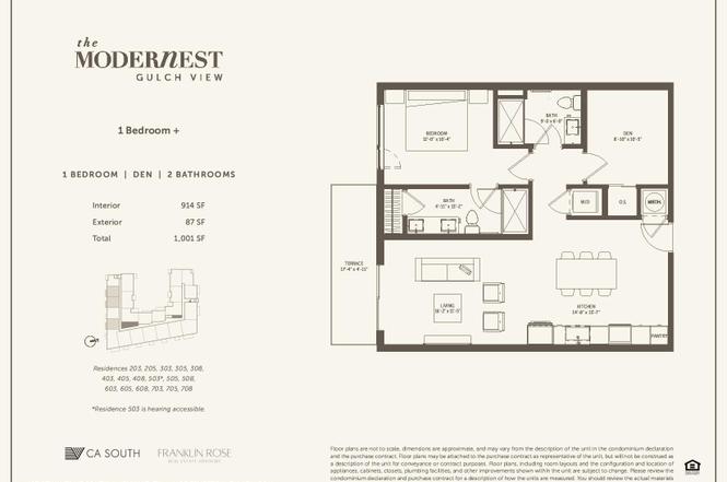 1 Bedroom Den Plan, Nashville, TN